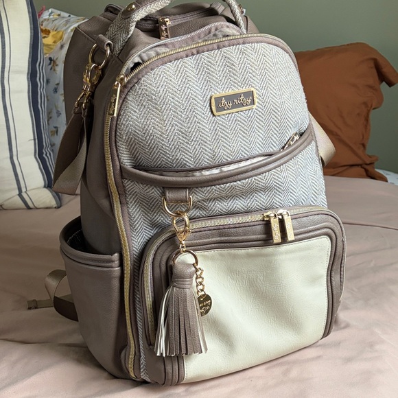 Itzy Ritzy Handbags - Itzy Ritzy Taupe and Cream Baby Bag